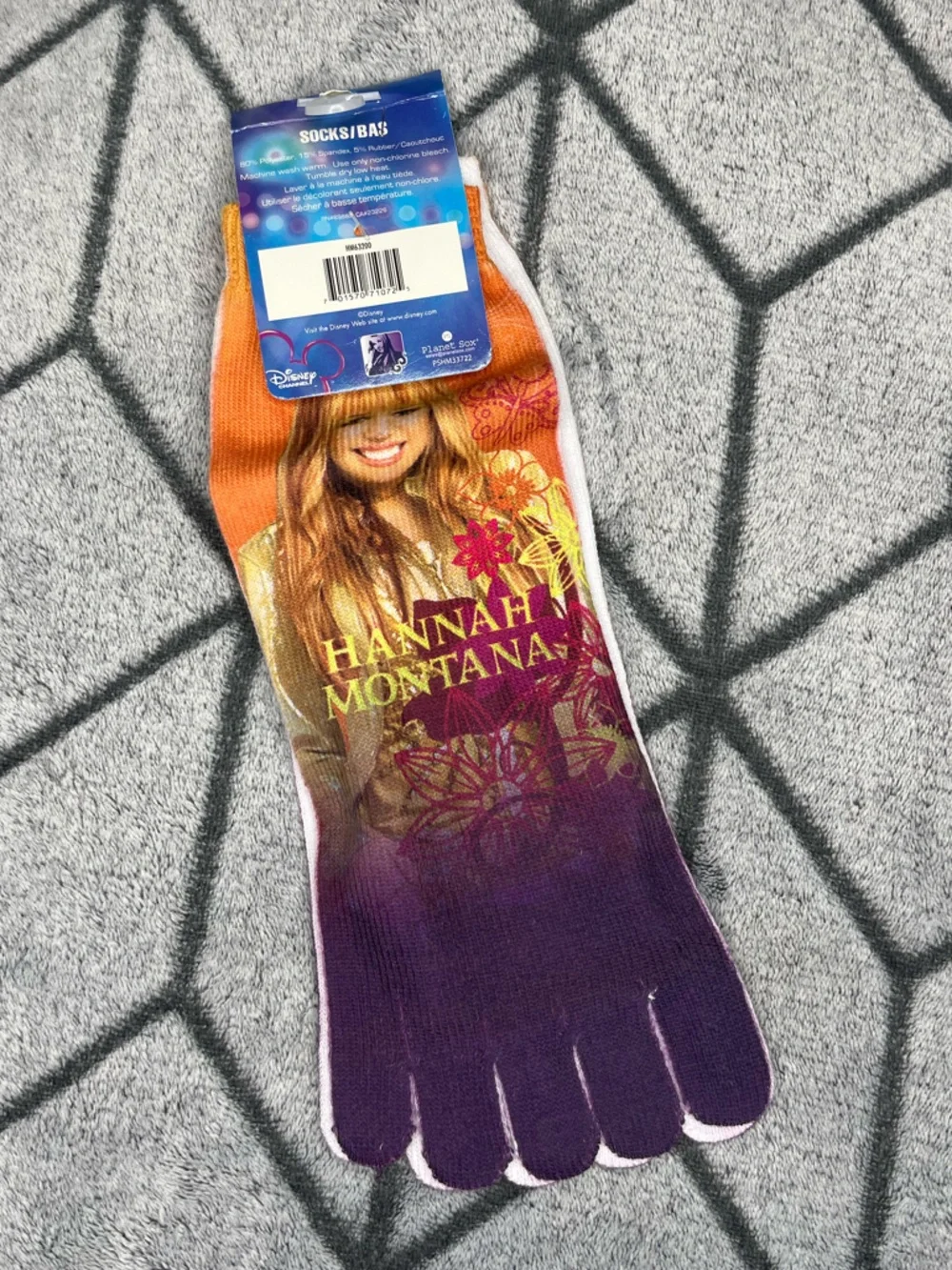 RARE Disney Channel Y2K Hannah Montana Miley Stewart Miley Cyrus Toe Socks NWT
